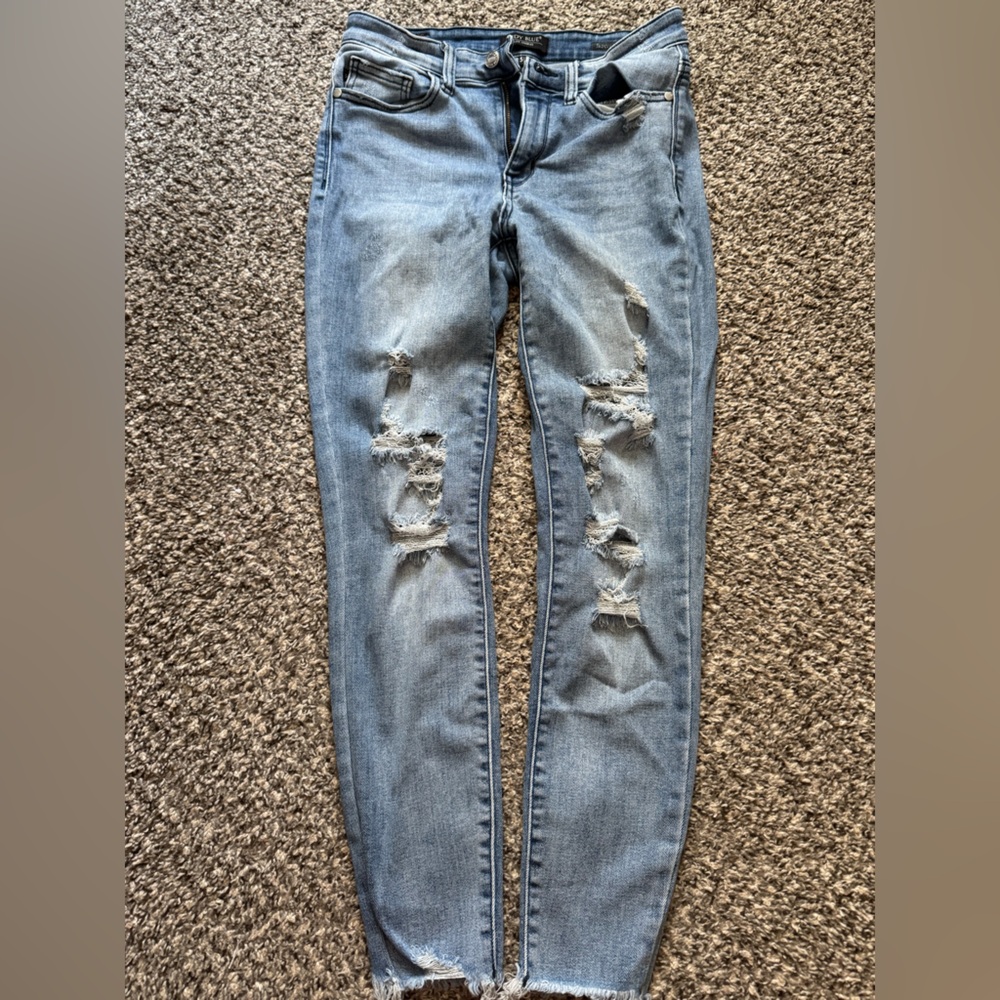Judy Blue Light Blue Distressed Skinny Jeans